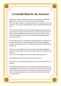 A Grateful Mind for the Ancestors